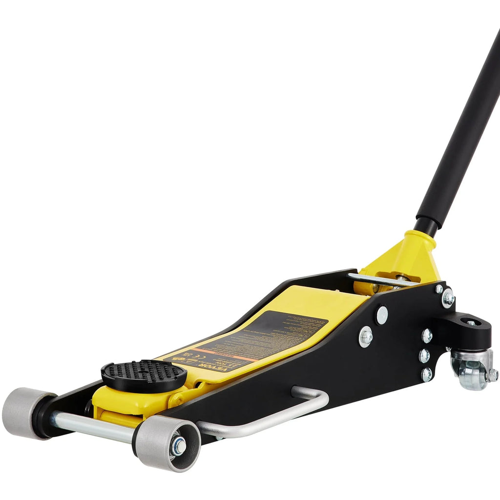 BENTISM Low Profile Floor Jack 2.5 Ton (5500 lbs), Aluminum and Steel Hydraulic Racing Floor Jack, Dual Piston Quick Lift Pump, 3-3/4-18-7/10 Height Lifting Range, Yellow+Black