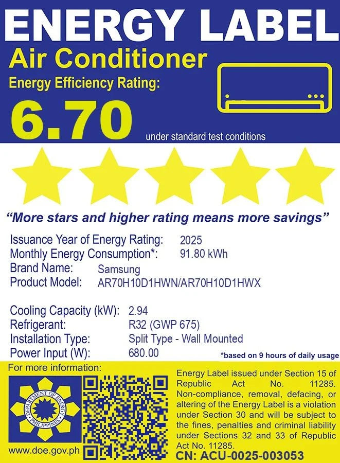 1 HP Split Air Conditioner Inverter for Home Cooling Configuration B