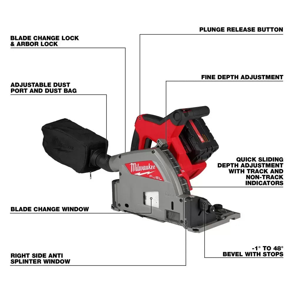 Milwaukee 2831-21TB M18 FUEL 18V Track Saw Kit w/ 55 Track Saw Guide and Blade