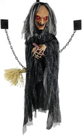 Haunted Hill Farm Life-Size Scary Talking Witch, Animatronic with Touch Activated Lights and Sound, Battery Operated Indoor or Covered Outdoor Decoration, Creepy Halloween Prop
