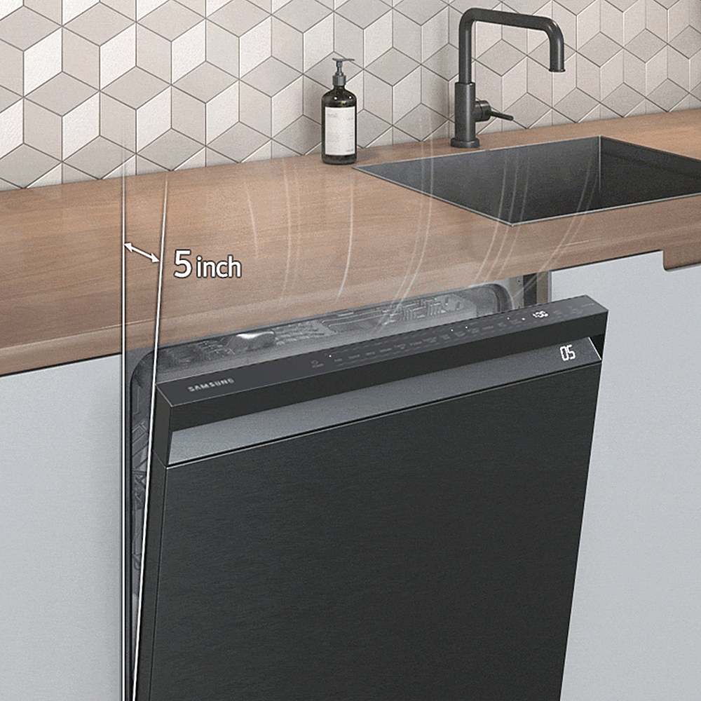 Samsung - Smart 44dBA Dishwasher with StormWash+ - Black stainless steel