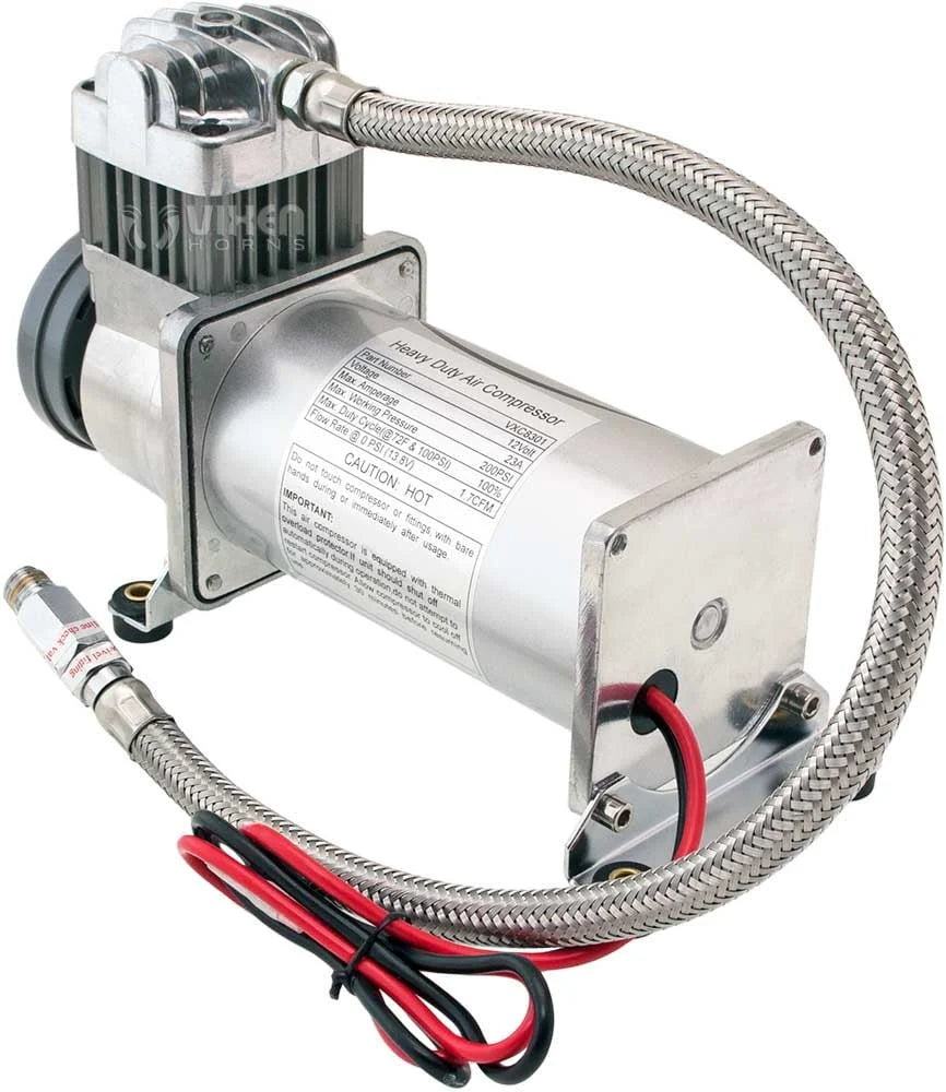 Vixen Horns 12V Air Compressor with Tank 1.5 Gallon - 150 PSI Working Pressure Onboard Air System for Train Horns/Inflating Tires, VXO8315