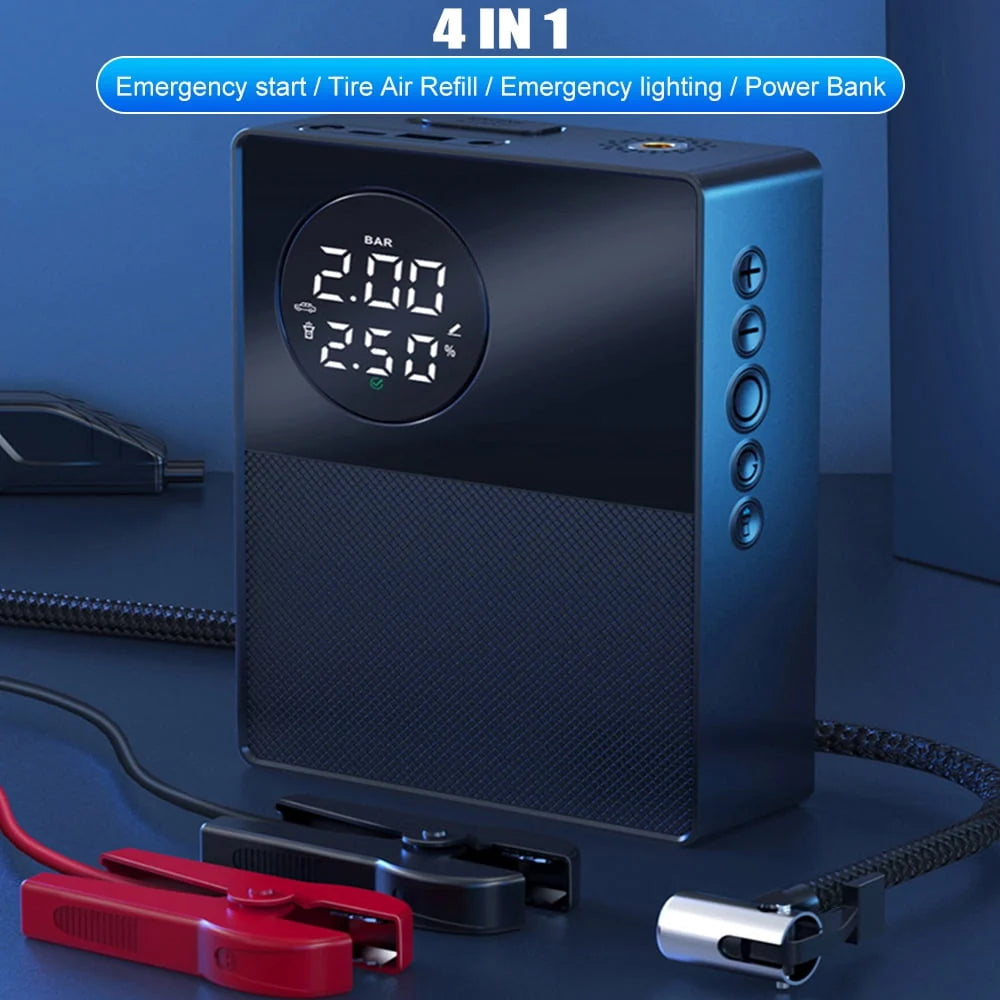Jump Starter with Air Compressor,DFITO 1000A 12V Battery Jump Starter with 150PSI Digital Tire Inflator, Up to 8.5L Gas & 5.0L Diesel Engines, Visible LCD Screen