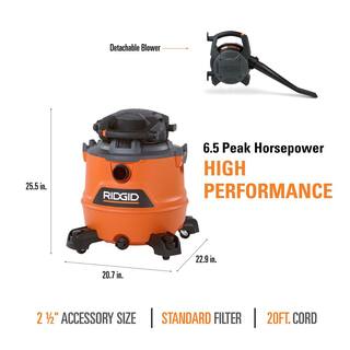 16-Gallon 6.5 Peak HP Wet/Dry Shop Vacuum, HD1600 - 6.5