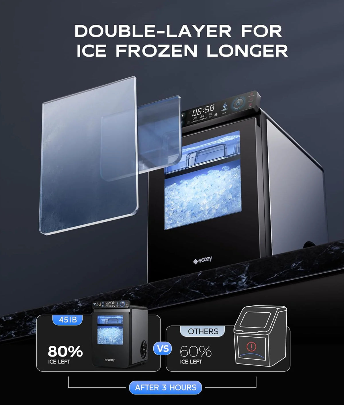 Smart Countertop Pebble Ice Maker, 44 Lb./24H, Self-Cleaning