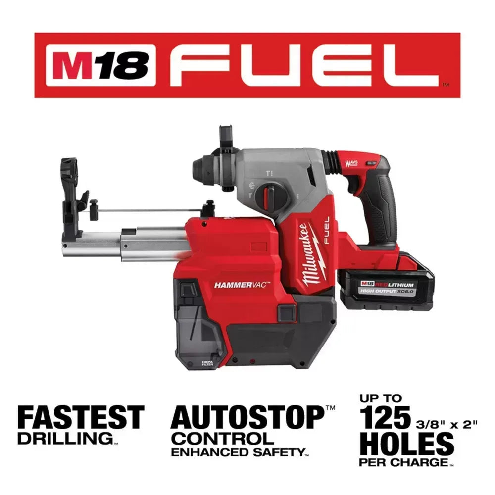 Milwaukee 2912-22DE M18 FUEL 18V 1 SDS Plus Rotary Hammer Dust Extractor Kit