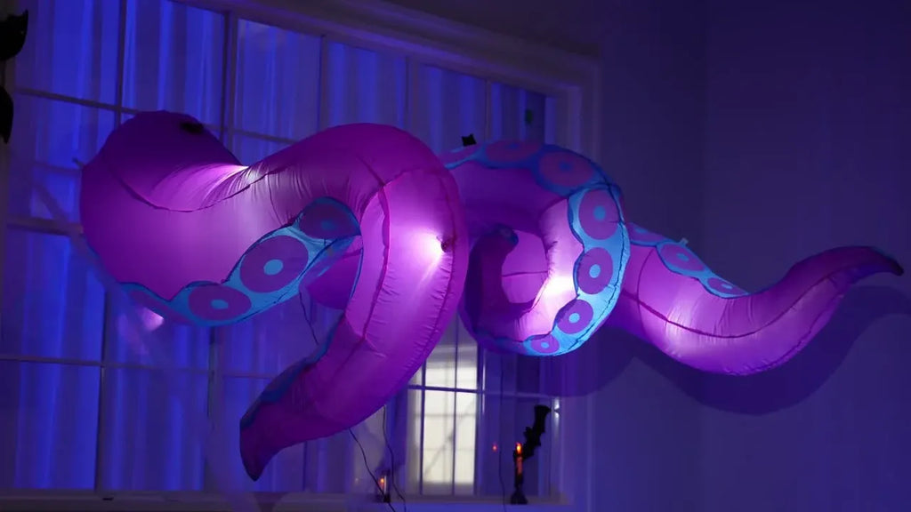 Halloween Inflatable Octopus Tentacles LED 3pcs Window Roof Yard Decor