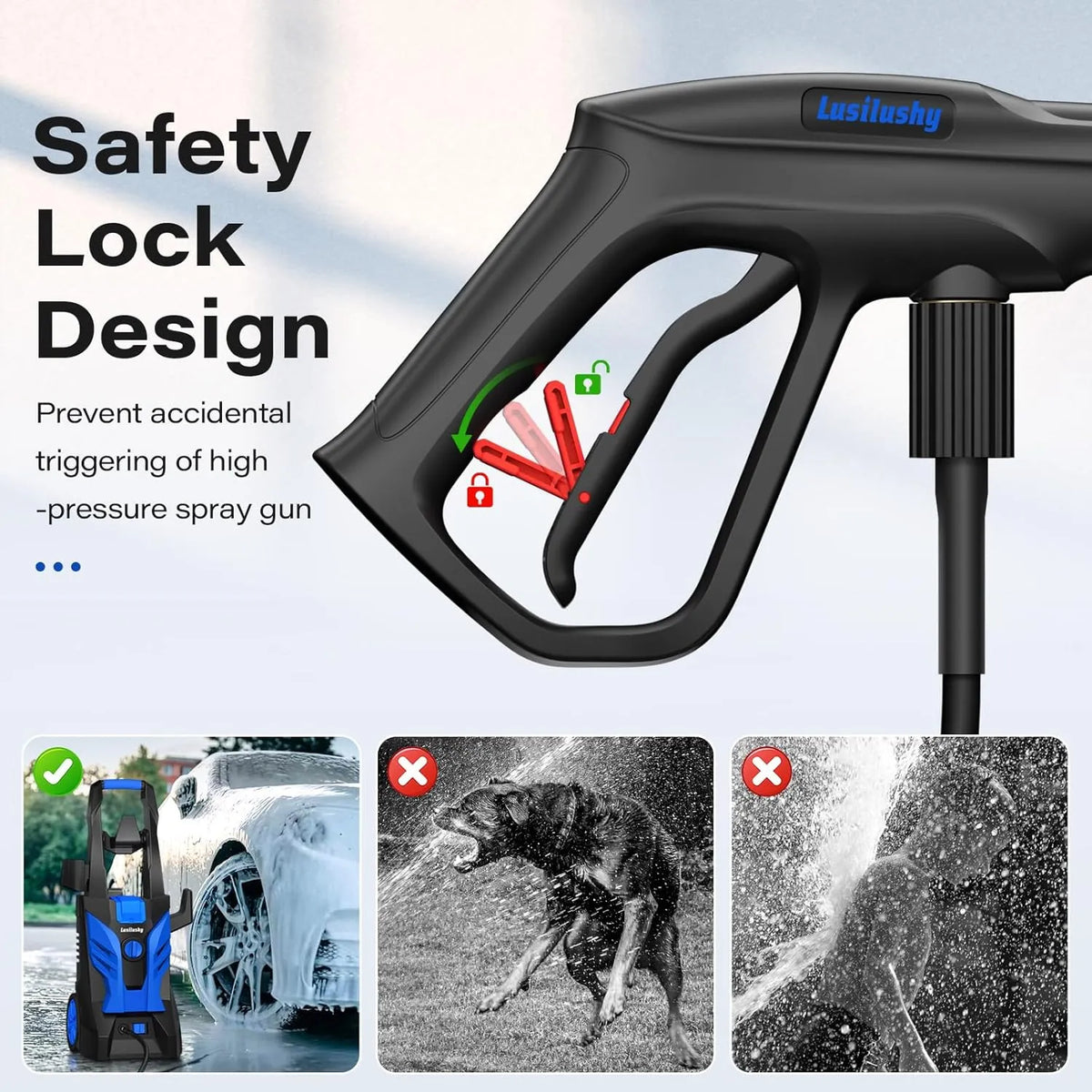 Pressure Washer, Power Washer with 4 Nozzles and Foam Cannon, High Pressure Cleaning Machine for Cars, Driveways, Fences, Patios, Home Cleaning