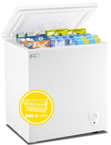 Chest Freezer 3.5 CU.FT WANAI Deep Freezers Compact Mini Freezer 7 Temperature Control Low noise with Removable Basket for Dorm Apartment Home Kitchen