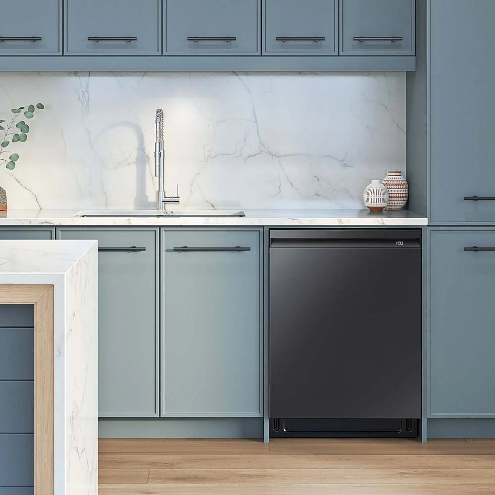 Samsung - Smart 44dBA Dishwasher with StormWash+ - Black stainless steel
