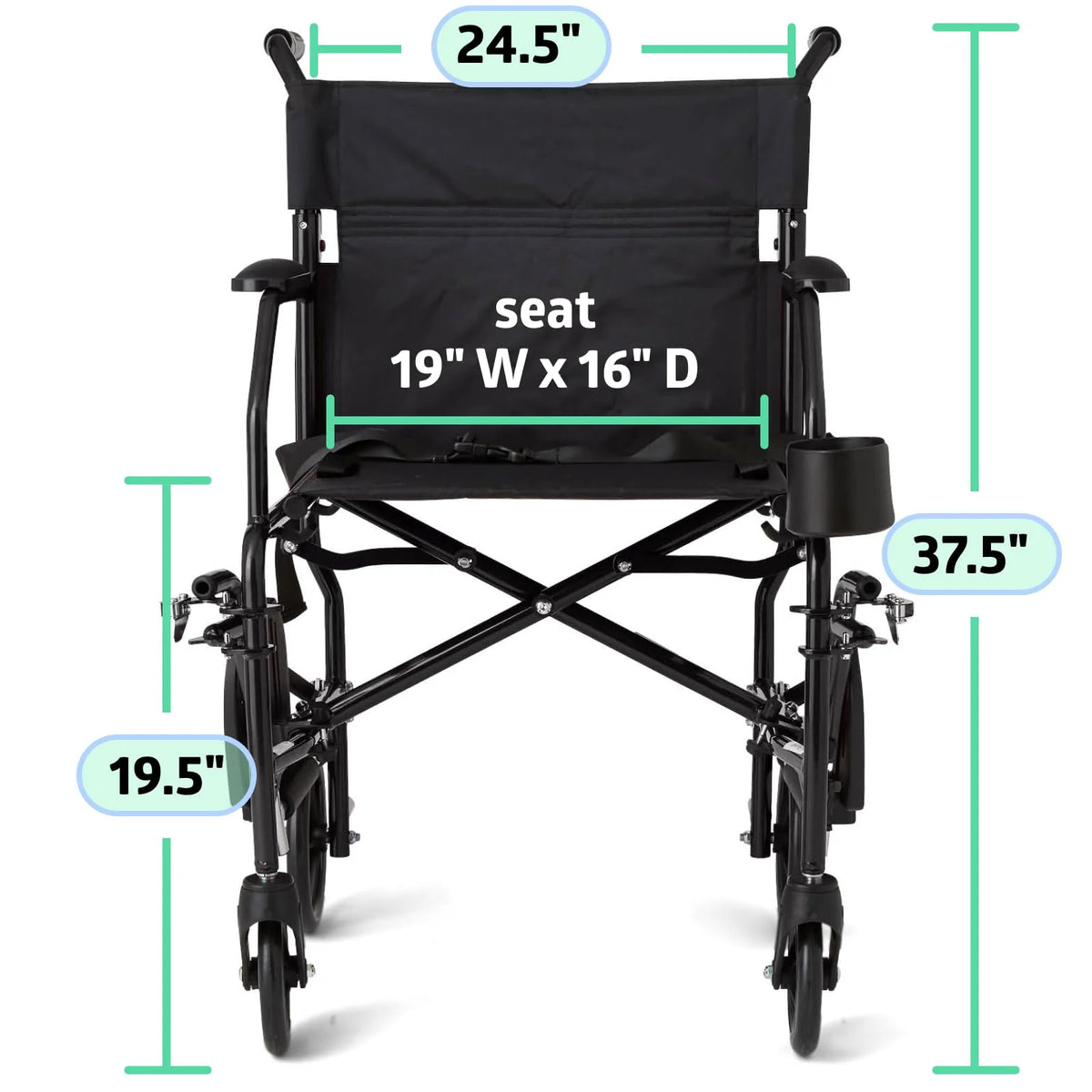Medline Ultralight Transport Wheelchair Desk Length