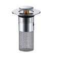 Pop Up Sink Stopper with Dual-Layer Odor Seal and Integrated Strainer, Toolless Install