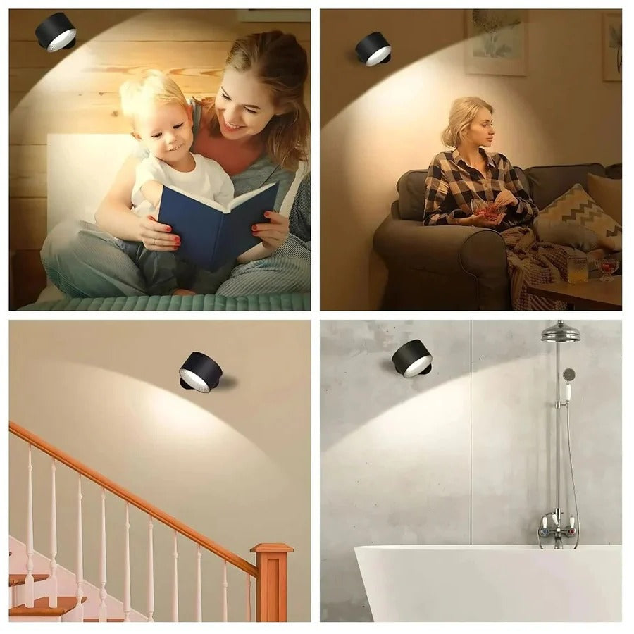 Magnetic Rechargeable Wall Light with 360 Degrees Rotation and Touch Controls, USB-C Charging