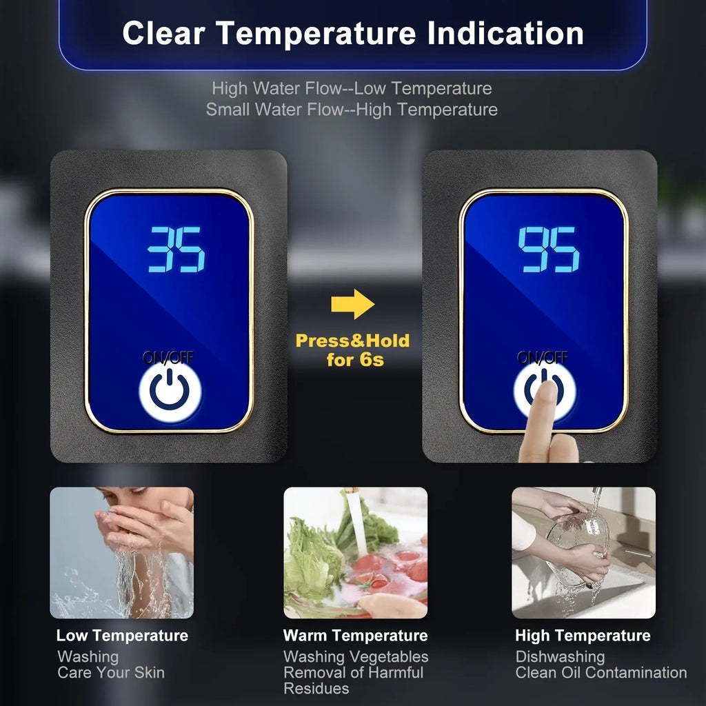 Instant Hot Water Dispenser with Sensor Activation and LED Temperature  Control