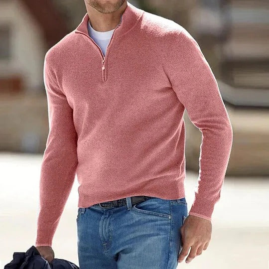 Men’s Cashmere Zipper Basic Sweater