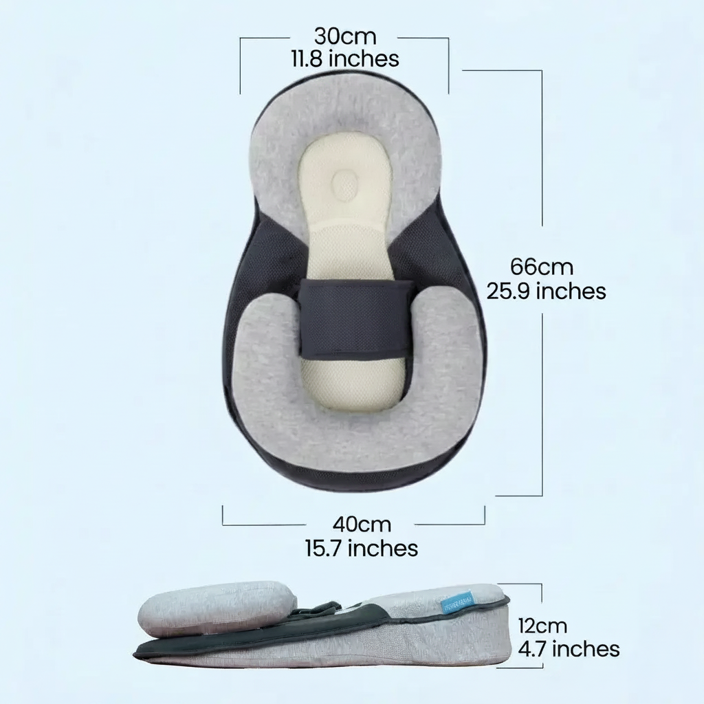 Inclined Baby Bed with Wrap Belt and Anti Roll Sides, 10 Degree  Angle