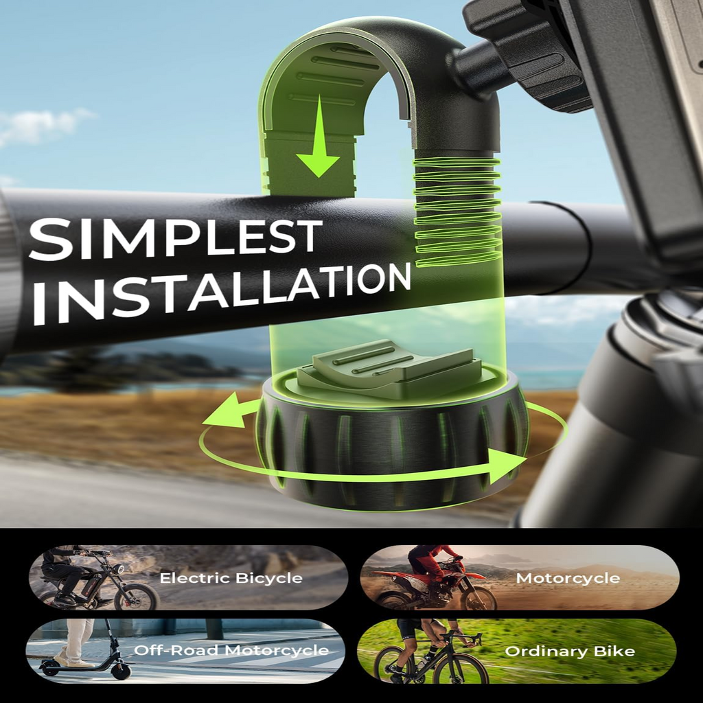 Phone Mount for Bikes with 360-Degree Rotation and Padded Four-Corner Grip, 4.7-6.8in