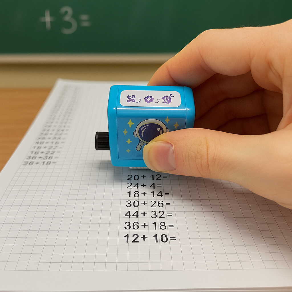 Math Question Roller with Rotating Bands and Rubber Grip, Compact Practice Tool