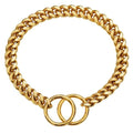 Metal Chain Dog Collar with Solid Links and Hand Polished Finish