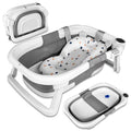 Newborn Bathing Tub with Temperature Alert and Soft Mat, Foldable  Design
