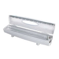 Plastic Wrap Dispenser with Spring Loaded Cutter and Multi-Material Compatibility