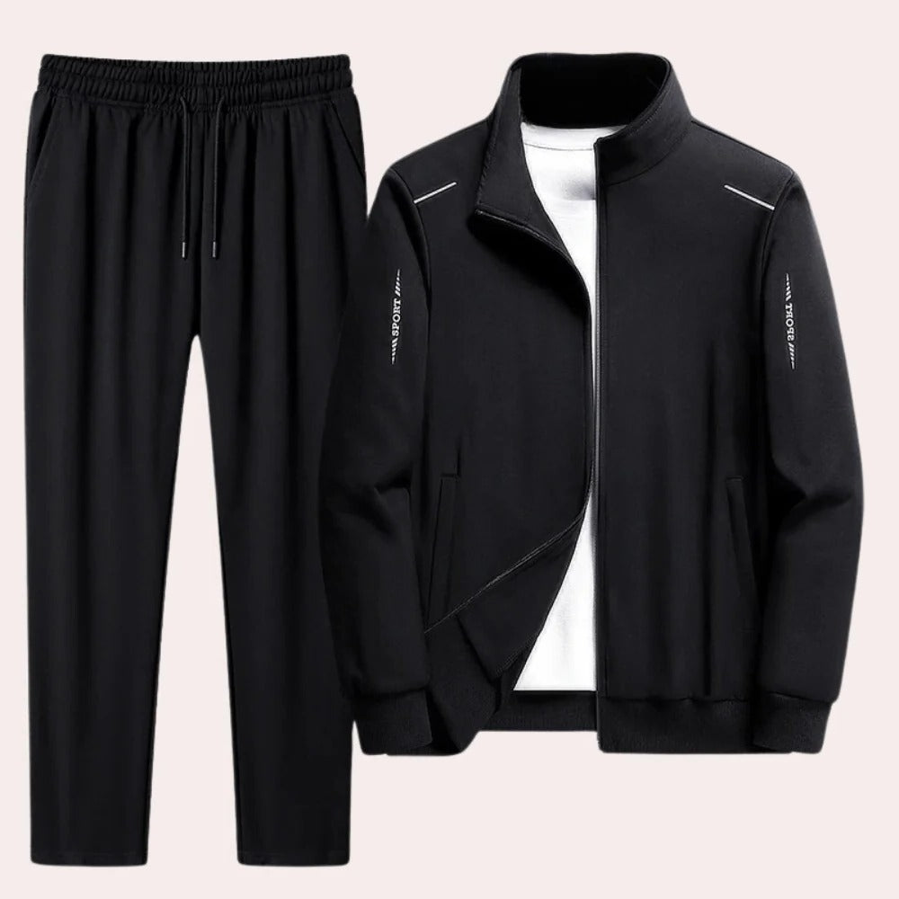 Mens Polyester Tracksuit with Full Zip Jacket and Stand Up Collar