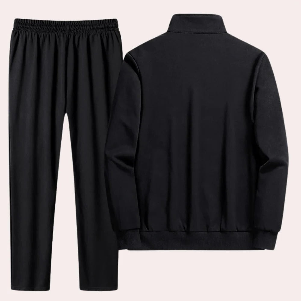 Mens Polyester Tracksuit with Full Zip Jacket and Stand Up Collar