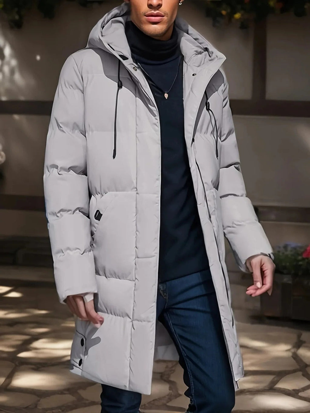 Men's Waterproof Winter Jacket with Breathable Lining and Adjustable Hood, Secure Pockets