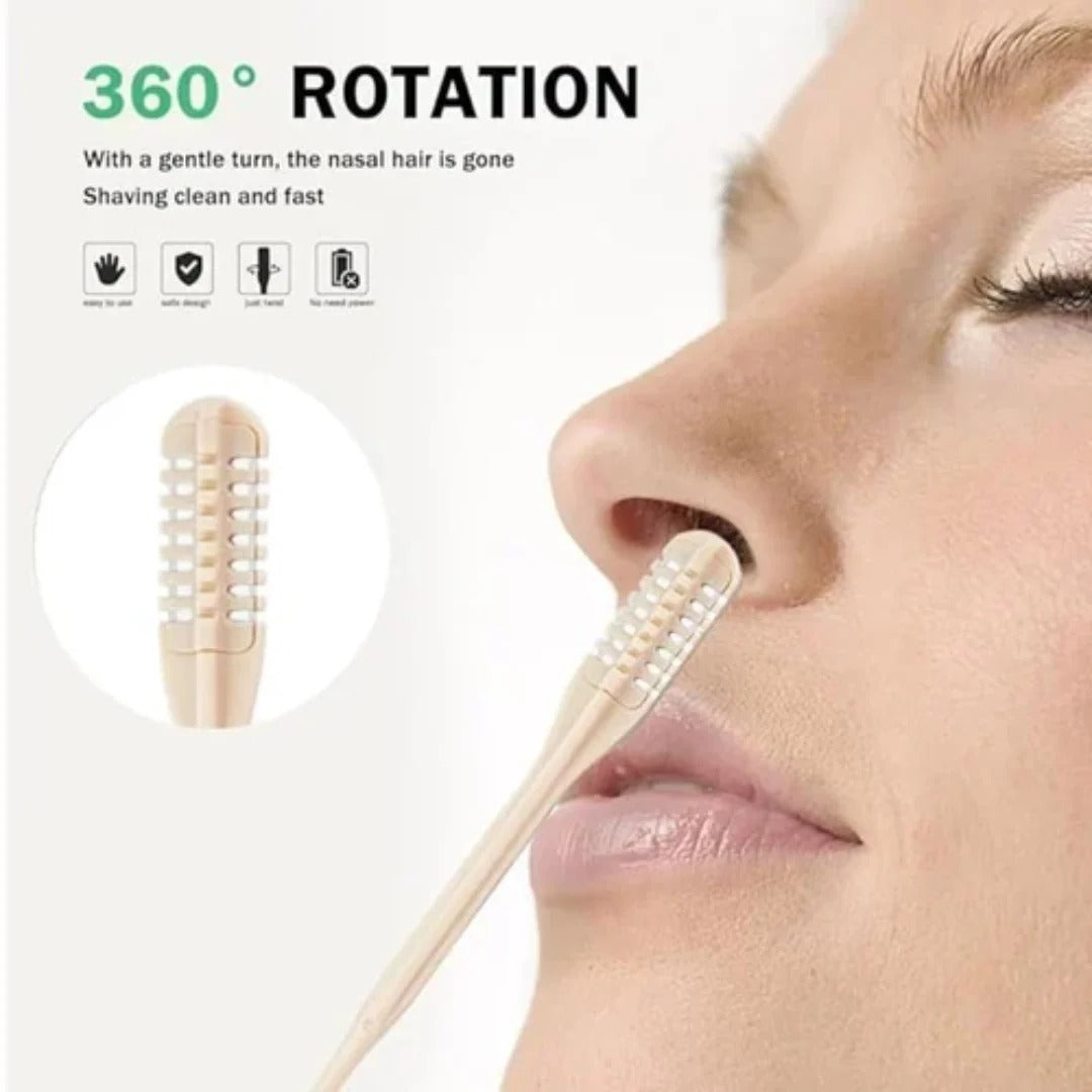 Nose Hair Trimmer with 360-Degree Rotating Head and Handheld  Grip