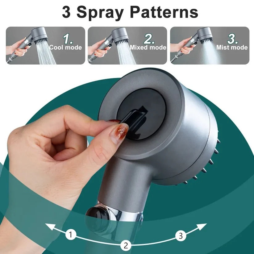 Pressure-Boosting Shower Head with 9-Layer Filter and Pause Button, Micro-Perforated Spray