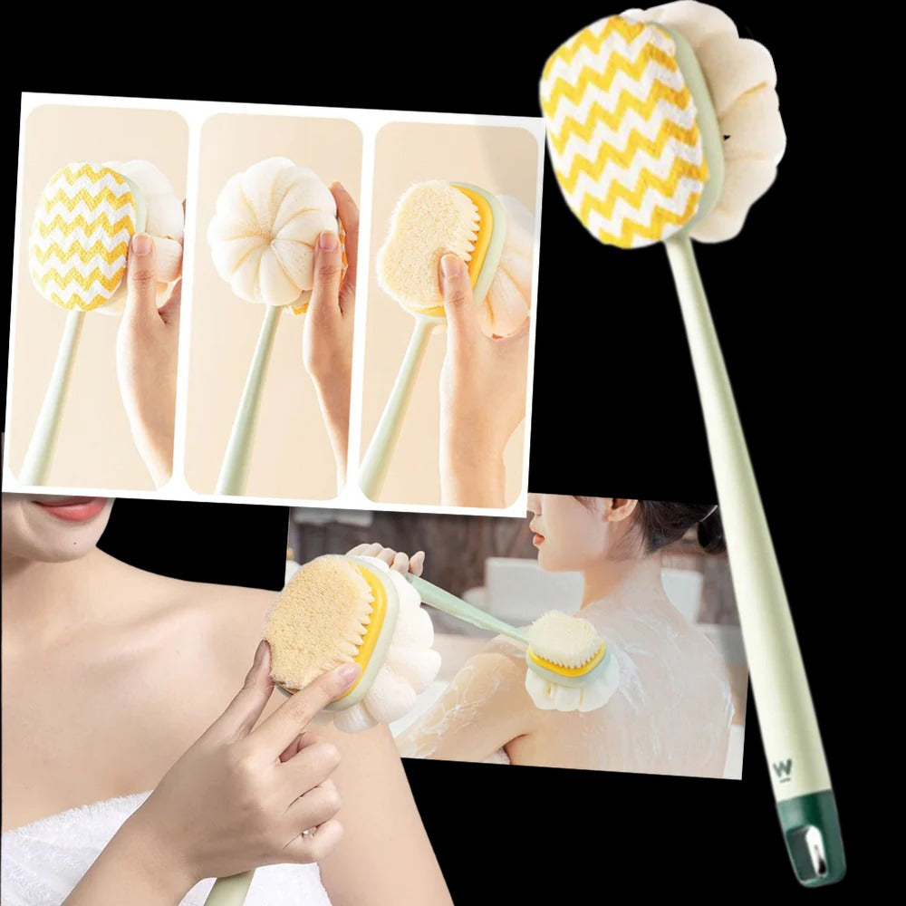 Long Handle Body Scrubber with Dual Sided Brush Head and Extended  Reach