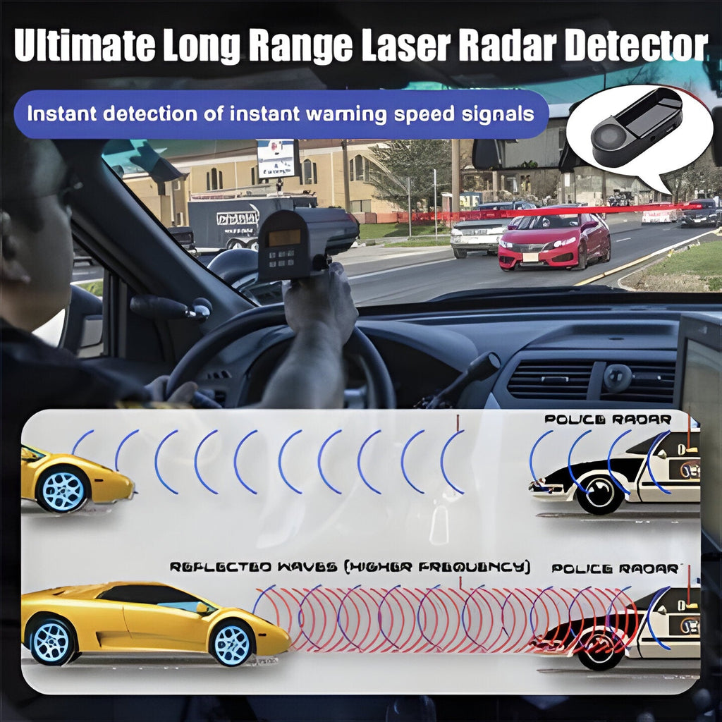 Laser Radar Detector with Solar Panels and LED Visibility Lights for Bikes