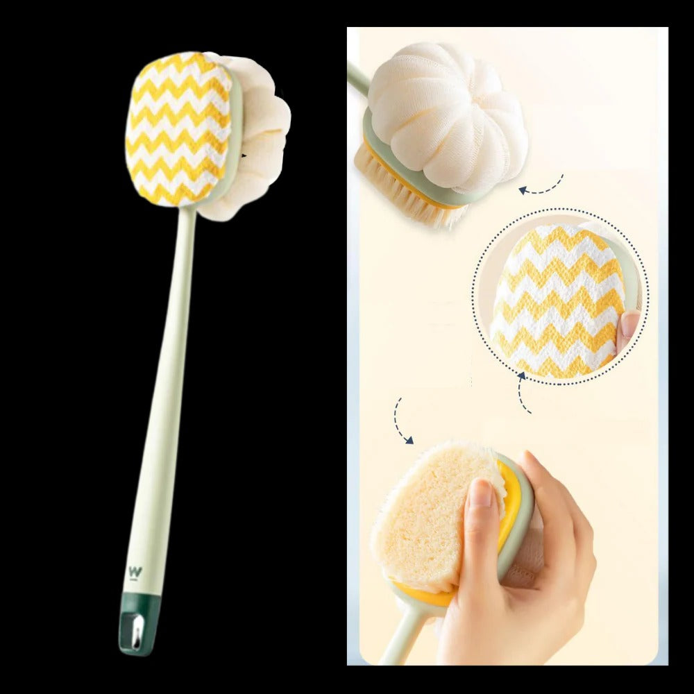 Long Handle Body Scrubber with Dual Sided Brush Head and Extended  Reach