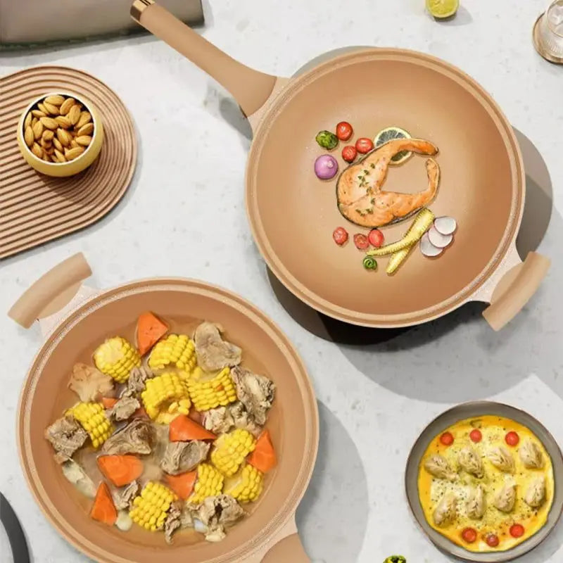 Nonstick Wok with Micropressure Sealing and Steamer Basket, Gas and Induction  Compatible