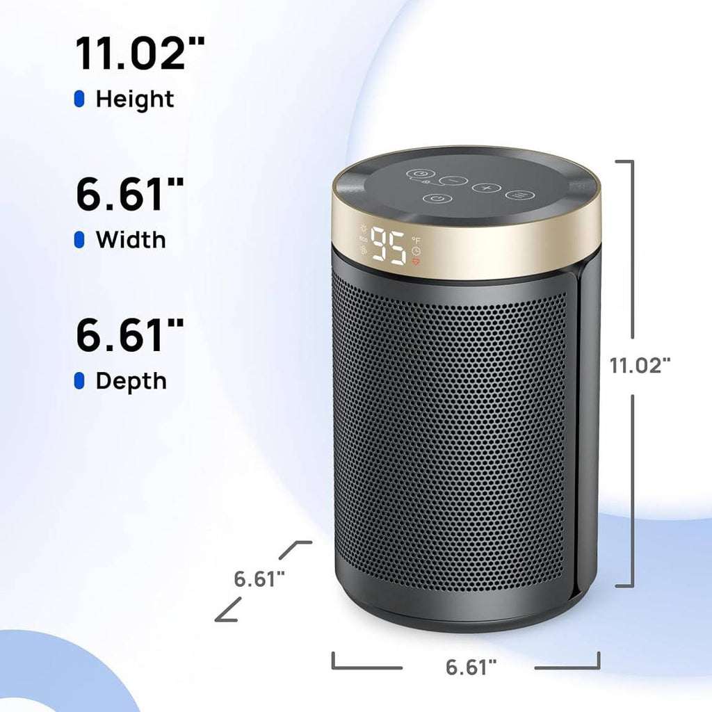 Portable Space Heater, Electric Indoor Heater with Adjustable Thermostat for Home, Office and Bedroom