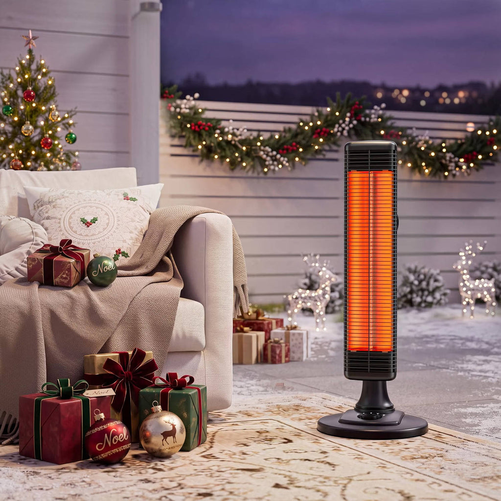 Outdoor Infrared Patio Heater, 500W 1000W Portable Electric Floor Heater with Carbon Fiber Tube, Waterproof Overheat Protection
