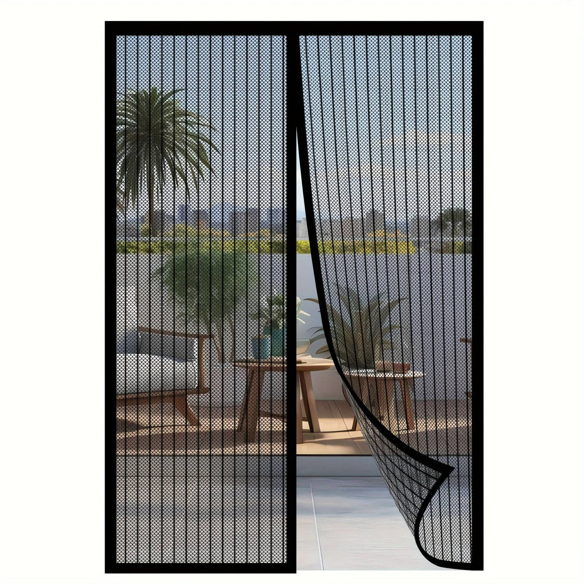Magnetic Screen Door with Auto-Close Panels and Insect Barrier, Custom Sized