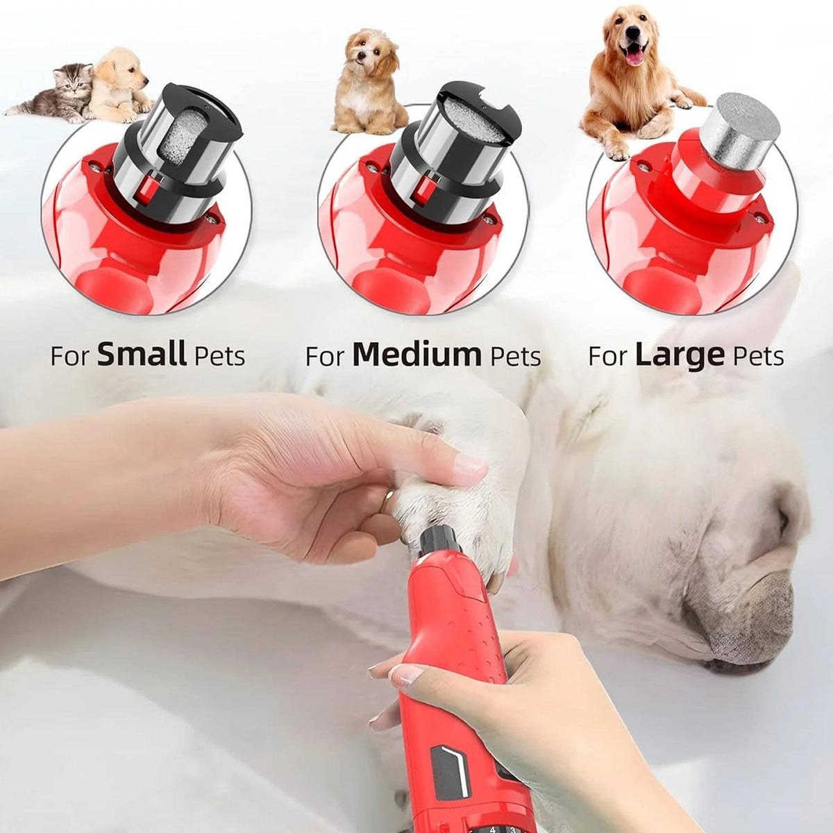 Pet Nail Grinder, Dustproof Electric Trimmer with LED Light, 6 Speeds for Dogs and Cats