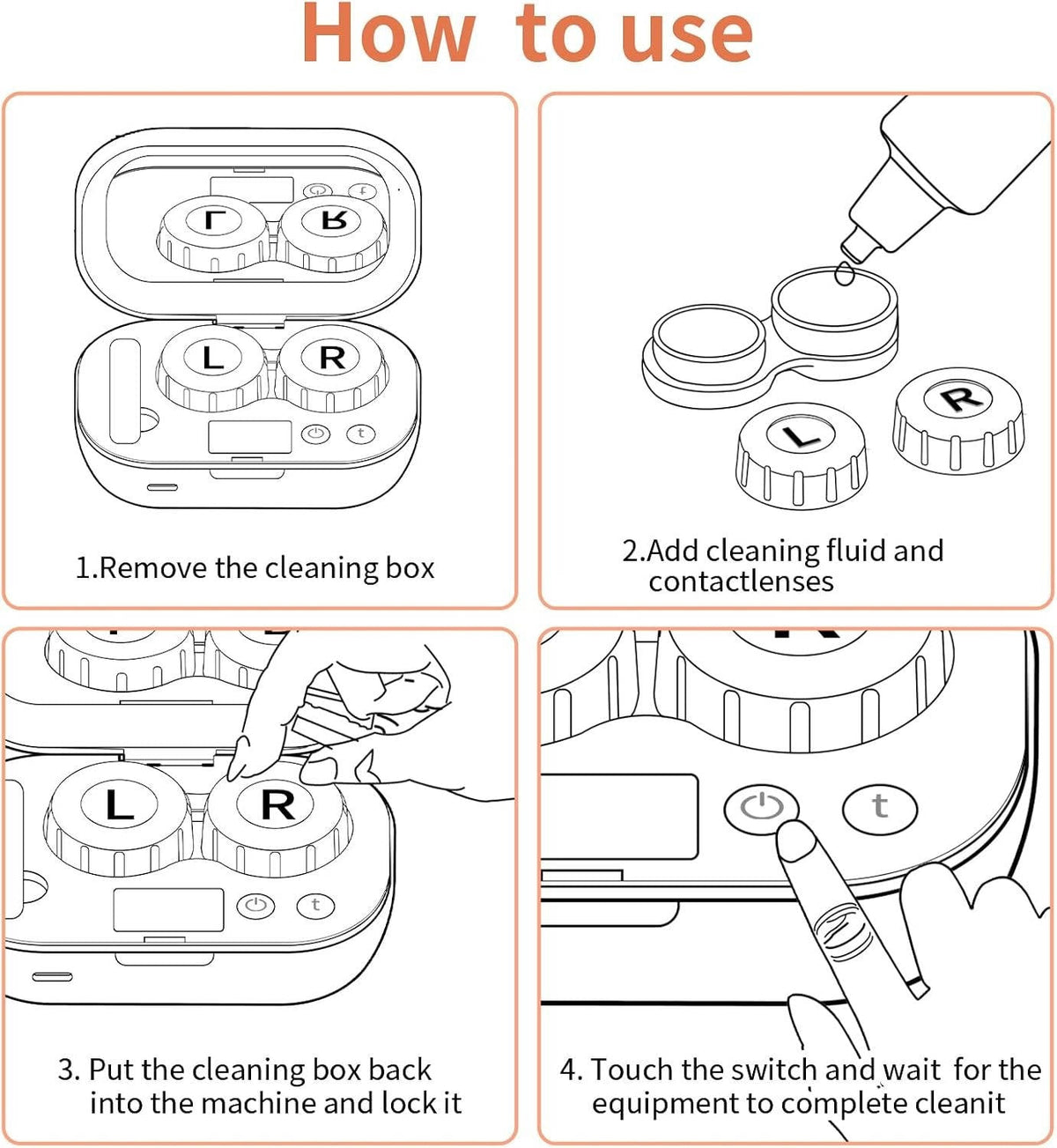 Portable Ultrasonic Contact Lens Cleaner with USB Charger, Fit Disposable Soft, Colored & RGP Lenses