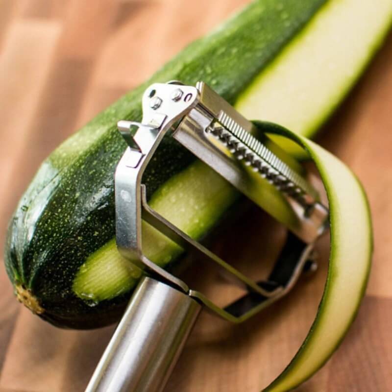 Julienne Peeler with Stainless Steel Blade and Non-Slip Ergonomic Handle, Protective Cap