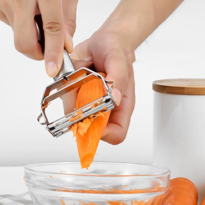Julienne Peeler with Stainless Steel Blade and Non-Slip Ergonomic Handle, Protective Cap
