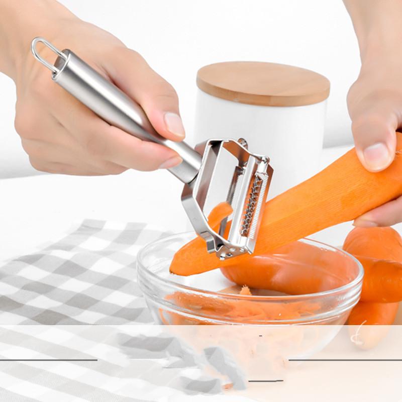 Julienne Peeler with Stainless Steel Blade and Non-Slip Ergonomic Handle, Protective Cap
