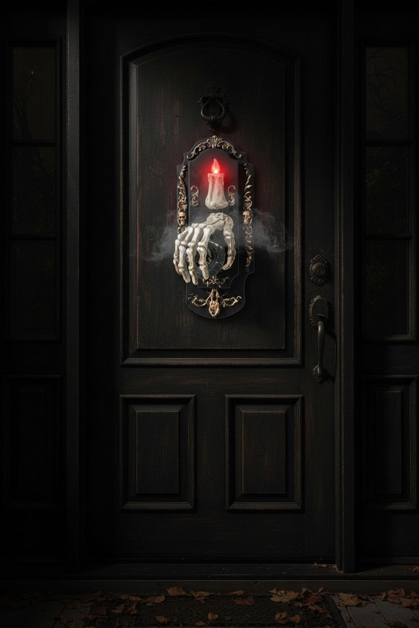 Motion Activated Halloween Doorbell with Glowing Moving Eyeball and Mist Spray