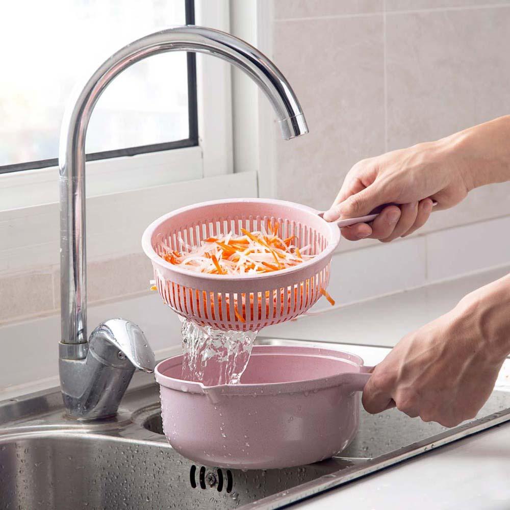 Mandoline Vegetable Slicer with 4 Blades and Safety Holder, Drain Basket