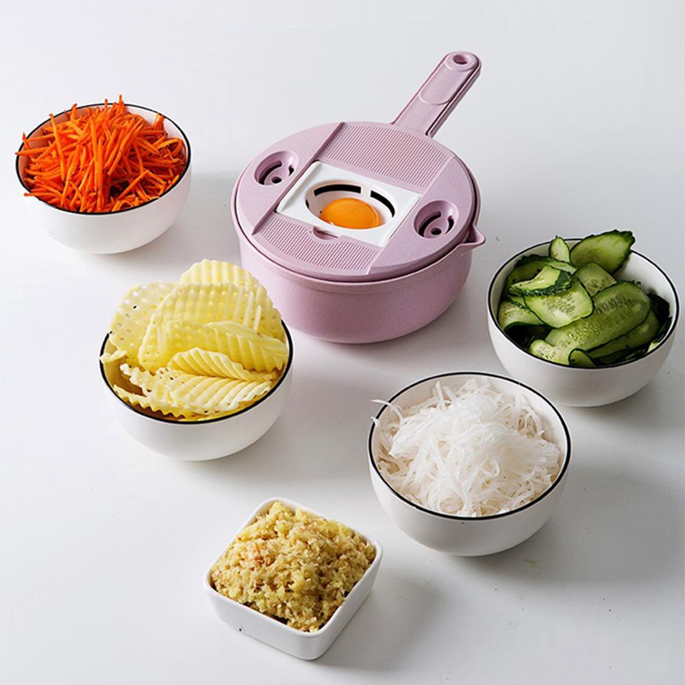 Mandoline Vegetable Slicer with 4 Blades and Safety Holder, Drain Basket
