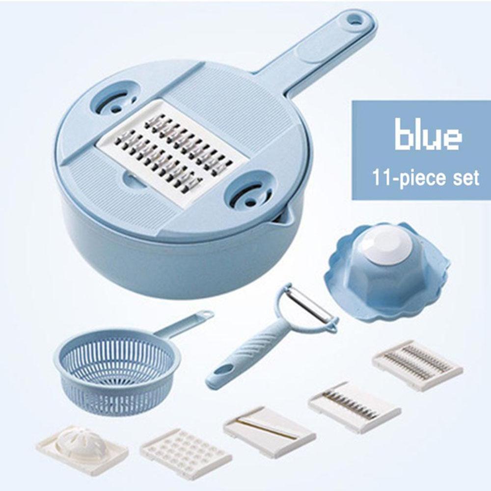 Mandoline Vegetable Slicer with 4 Blades and Safety Holder, Drain Basket