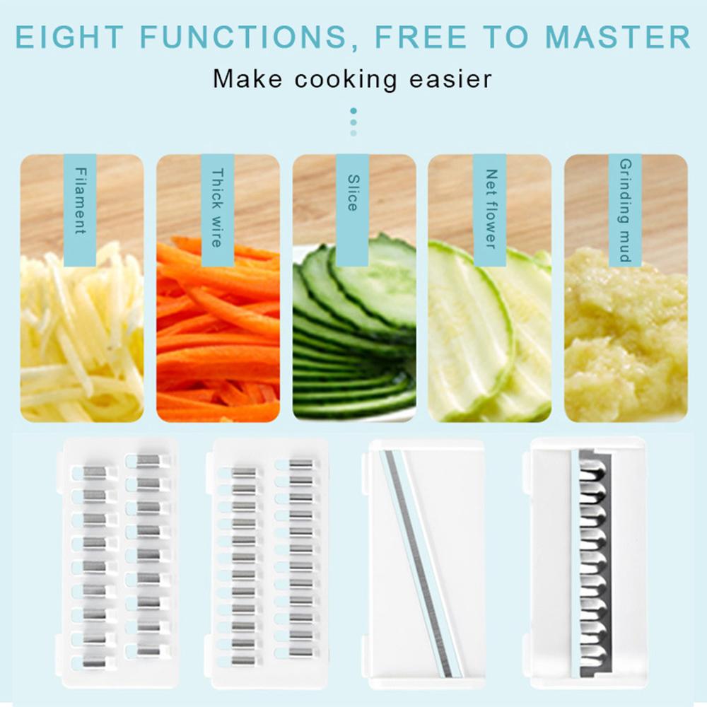 Mandoline Vegetable Slicer with 4 Blades and Safety Holder, Drain Basket