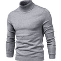 Mens Slim-Fit Turtleneck Knit Sweater with Ribbed Cuffs and Hem