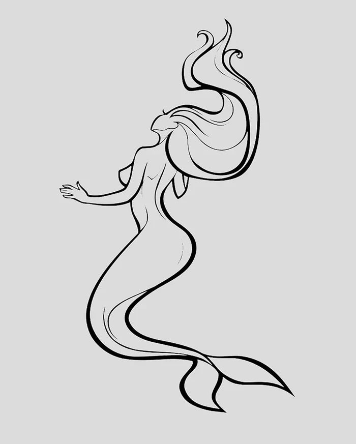 Mermaid Design Temporary Tattoo with Pigment Transfer, 14-Day  Wear