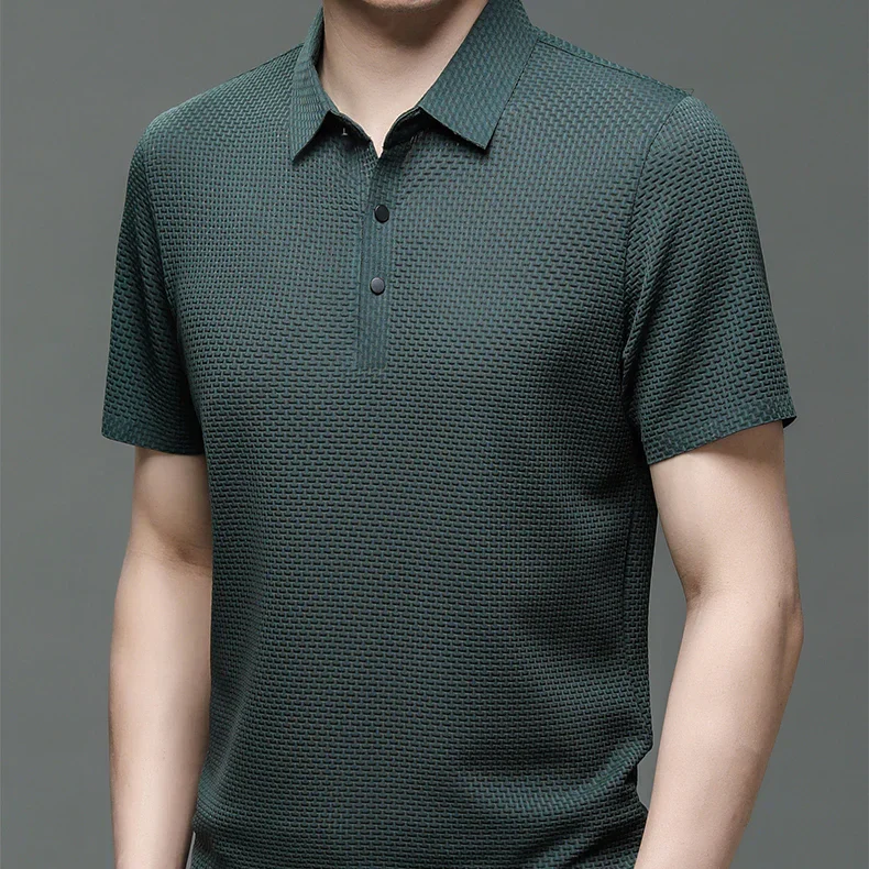 Mens Polo Shirt with Tailored Fit and Breathable Cotton Blend, Machine Washable